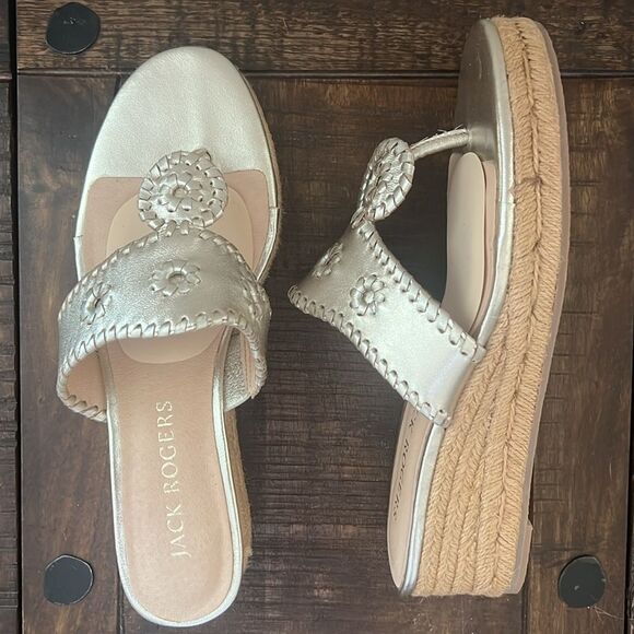 Jack Rogers Espadrille Slide Wedge Sandals Size Womens 8.5 - Picture 1 of 14